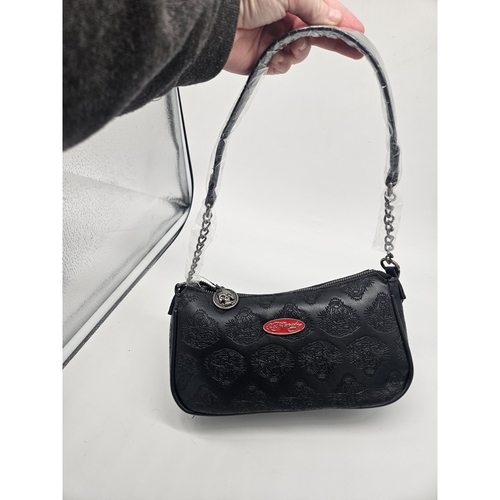 Ed Hardy Women's Crossbody Purse Handbag Tiger Print Black Red Logo NWT